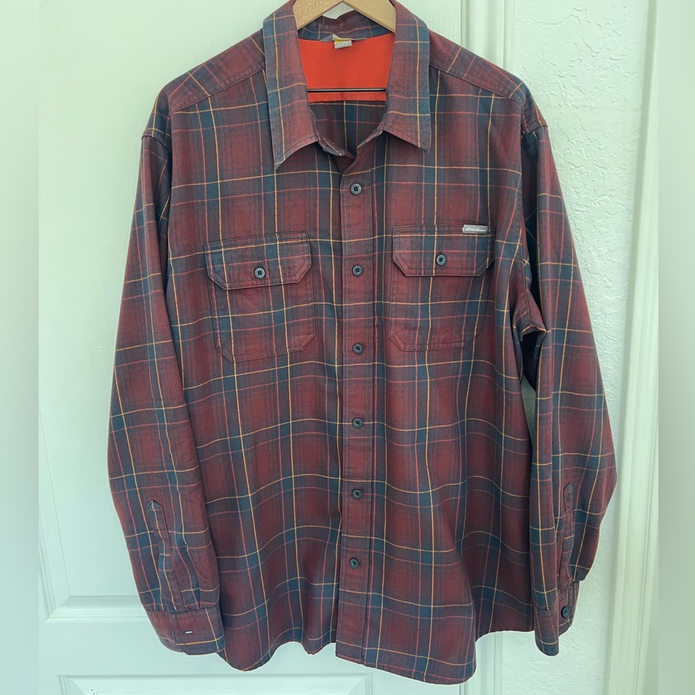 Eddie Bauer Red Plaid Rugged 
Men’s Classic Fit Shirt | 2XL
